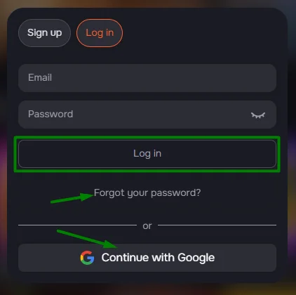 quick log in casino form